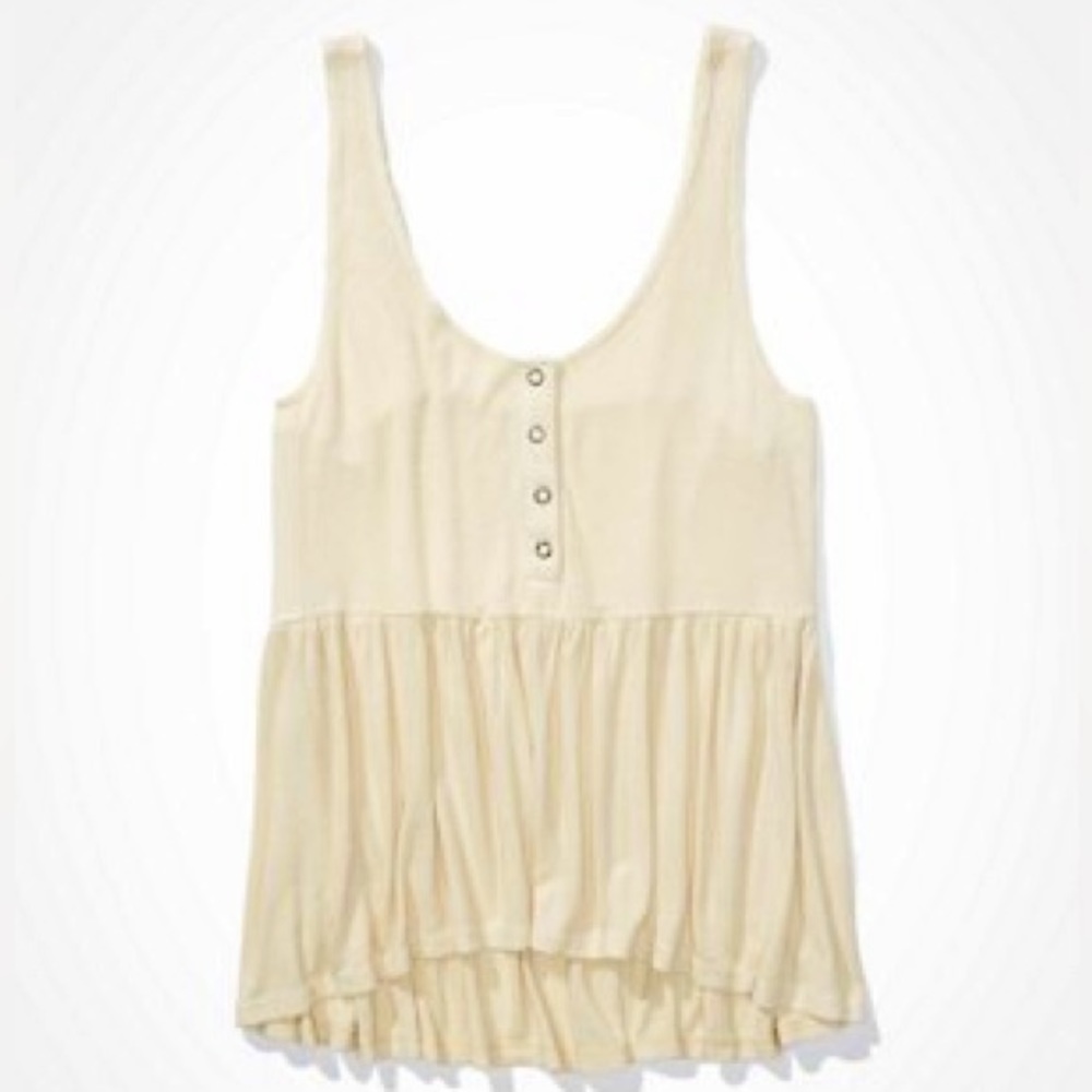 AE Soft & Sexy Henley Peplum Tank Top